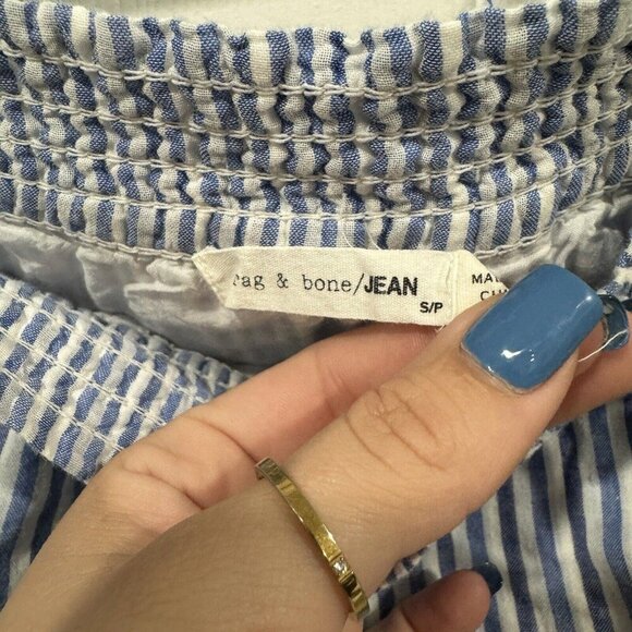 Rag & Bone/Jean Womens S Drew Poplin Off-the-Shoulder Drawstring Dress - Picture 5 of 12